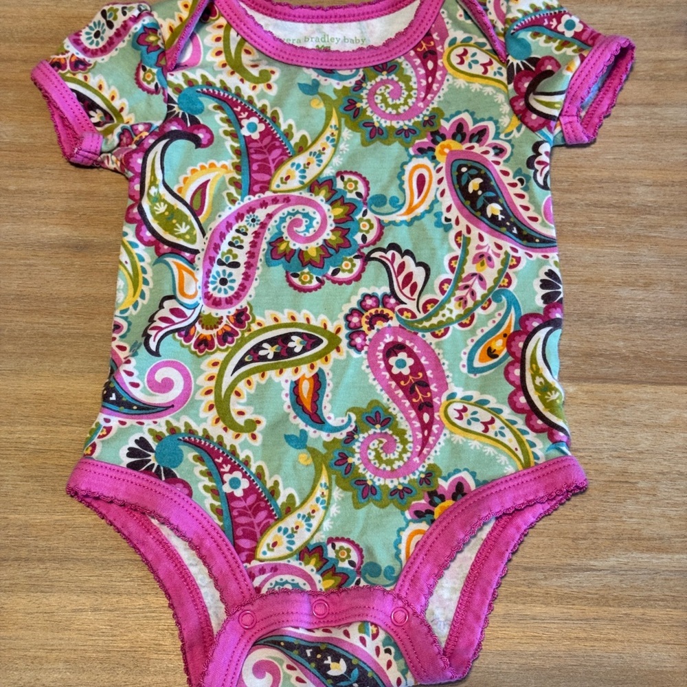 Vera Bradley Pink and Green Paisley Bodysuit